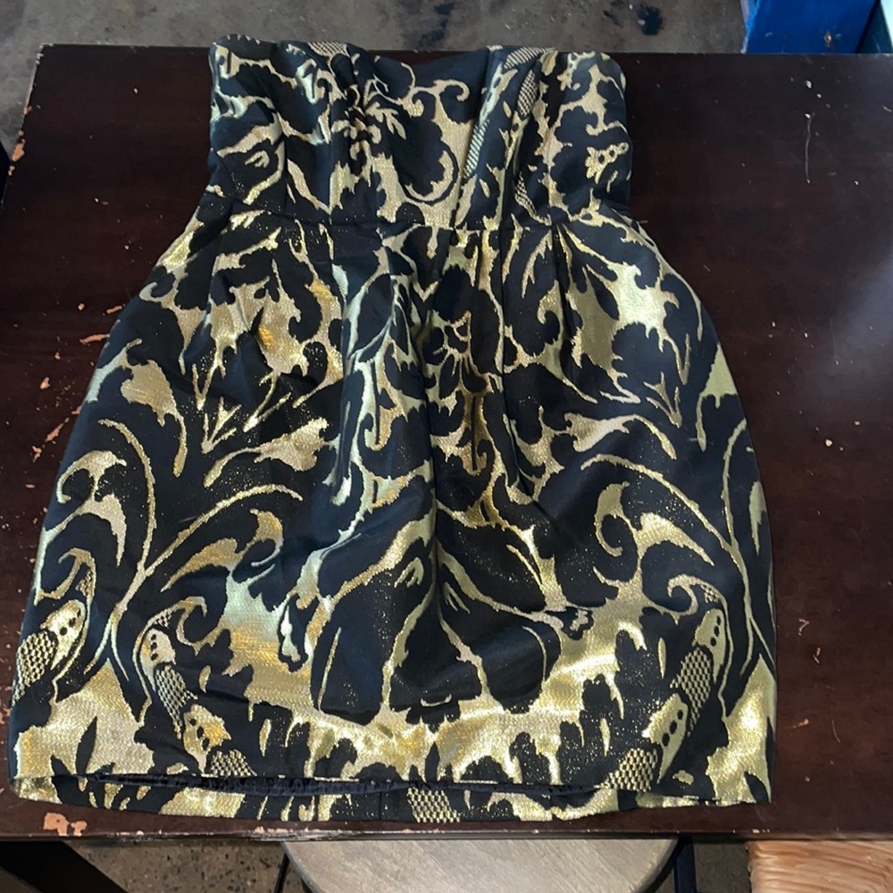 Strapless H&M mini gold and black dress